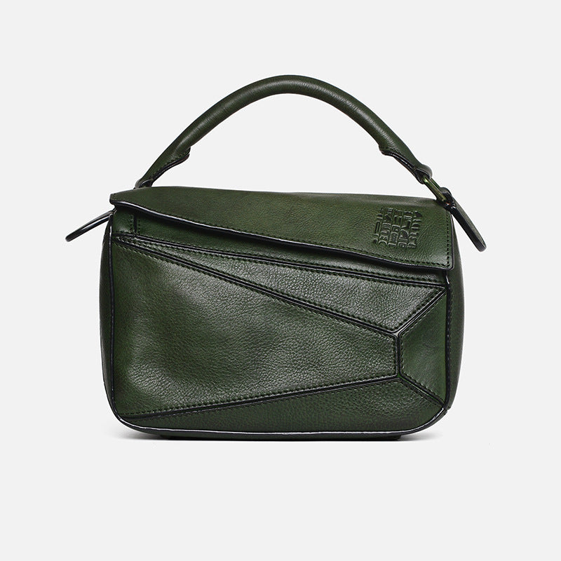 Fashion Entry Lux Geometric Genuine Leather Handbags
