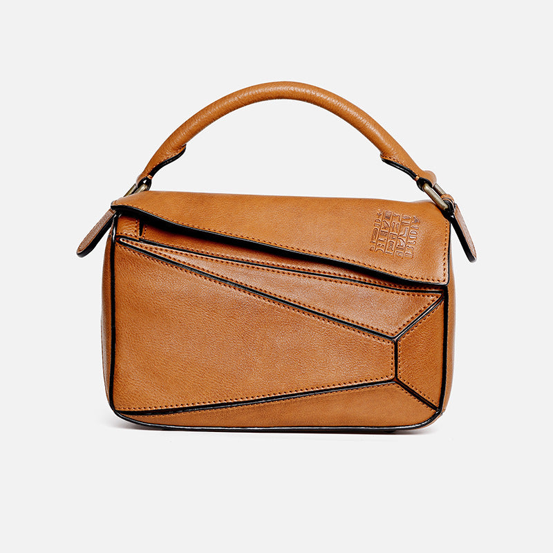 Fashion Entry Lux Geometric Genuine Leather Handbags