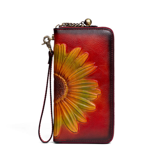 Women's Leather Hand-rub Color Zipper Retro First Bags