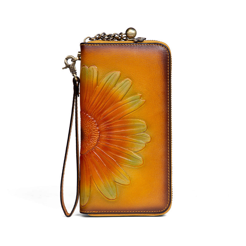 Women's Leather Hand-rub Color Zipper Retro First Bags