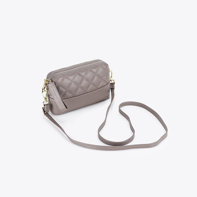 Women's Soft Leather Fashion Diamond Quilted Stray Bags