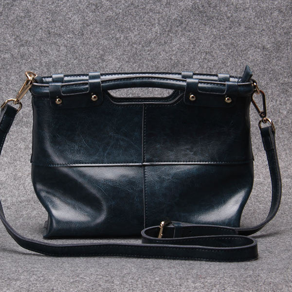Women's Retro Leather Solid Color Genuine Shoulder Bags