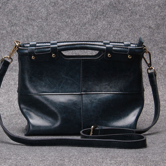 Women's Retro Leather Solid Color Genuine Shoulder Bags