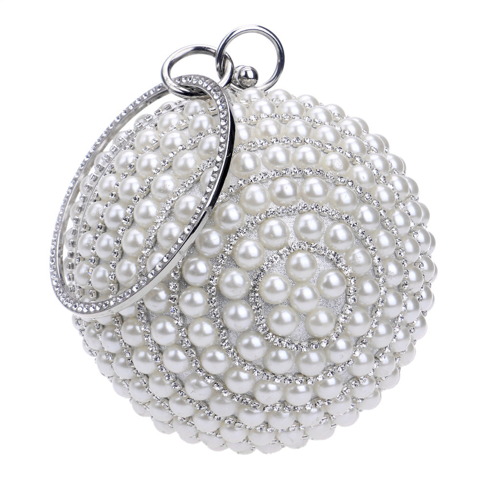 Women's Pearl Dinner Round Banquet Dress Evening Bags