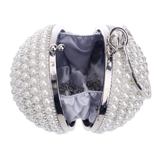 Women's Pearl Dinner Round Banquet Dress Evening Bags