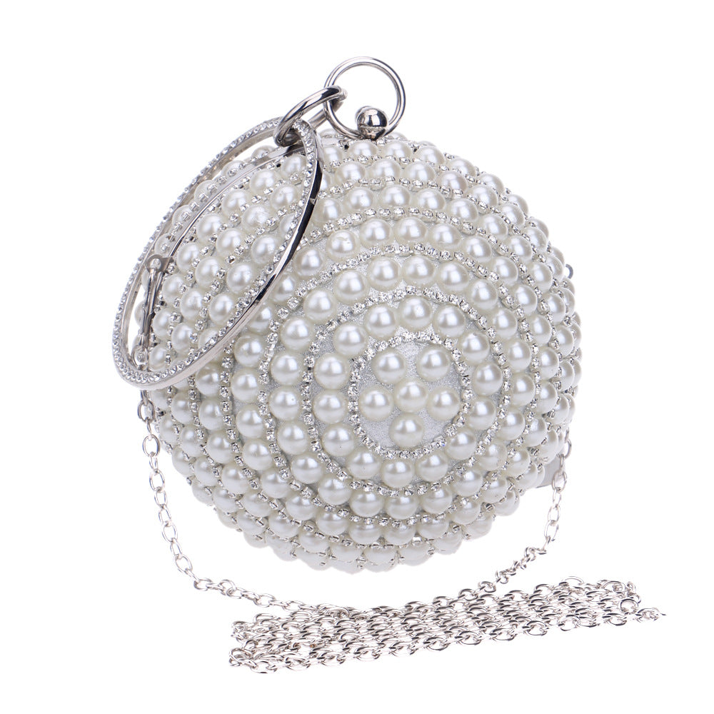 Women's Pearl Dinner Round Banquet Dress Evening Bags