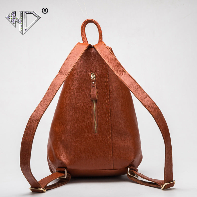Women's First Layer Cowhide Lychee Pattern Fashion Backpacks