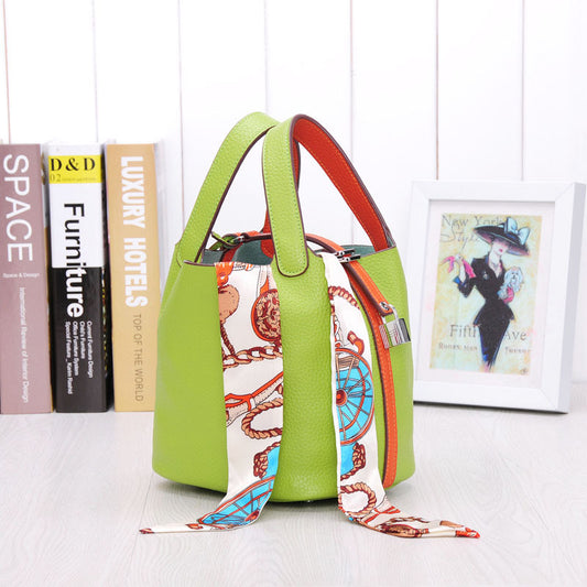 Women's Lunch Box Head Cowhide Genuine Leather Handbags