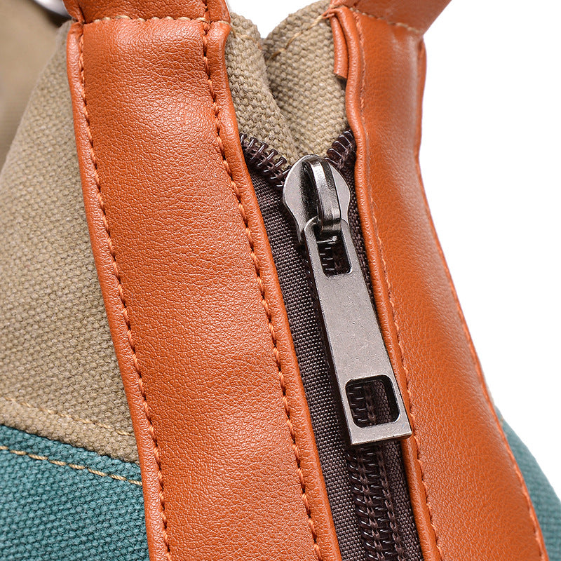Women's Style Preppy Canvas Contrast Color Striped Fashion Retro Shoulder Bags