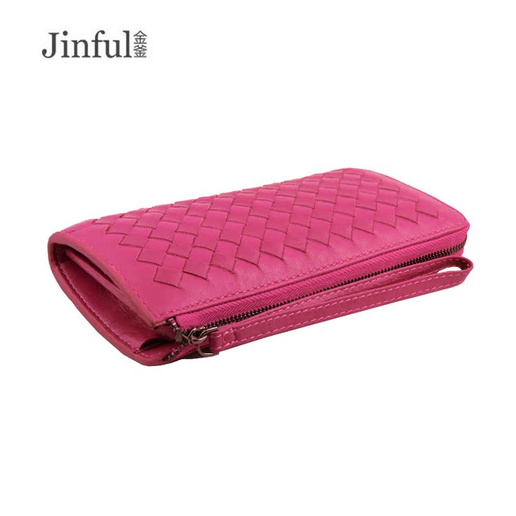 Leather Hand-woven Single Zipper Retro Portable Ladies Wallets