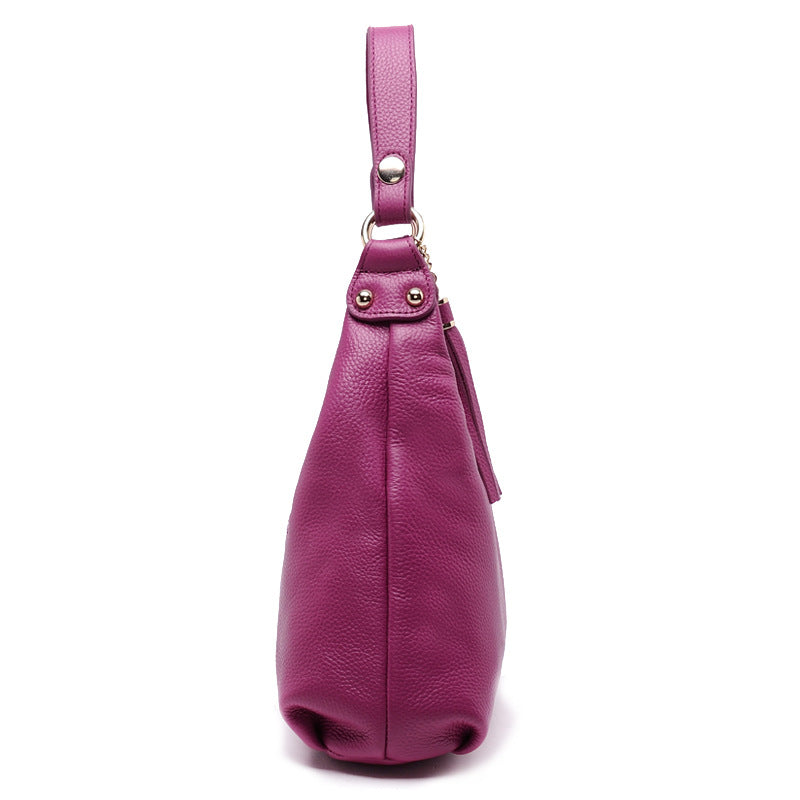 Women's Tassel Portable Dumpling First Layer Cowhide Shoulder Bags