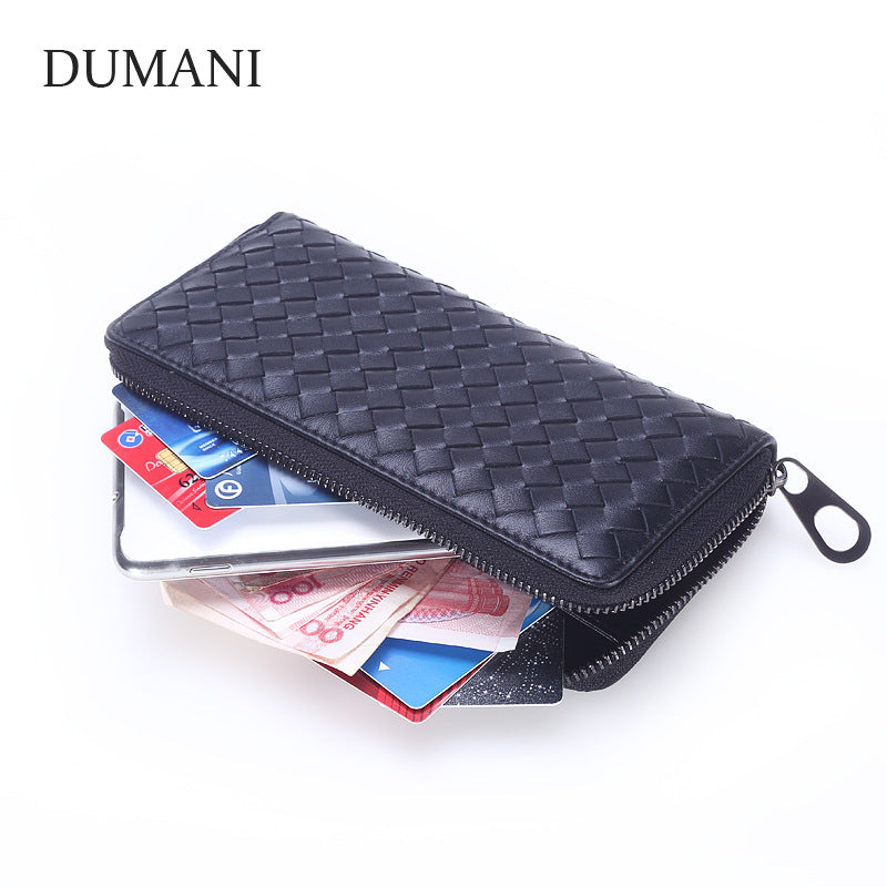 Women's Clutch Sheepskin Woven Handmade Zipper Korean Bags