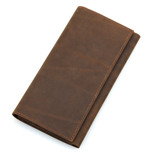 Men's Retro Personalized Long Genuine Leather Crazy Men's Wallets