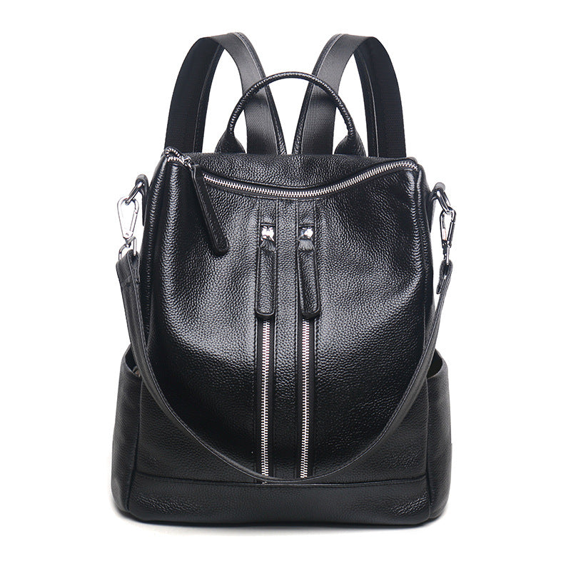 Women's Leather Oxford Woven Large Capacity Korean Backpacks