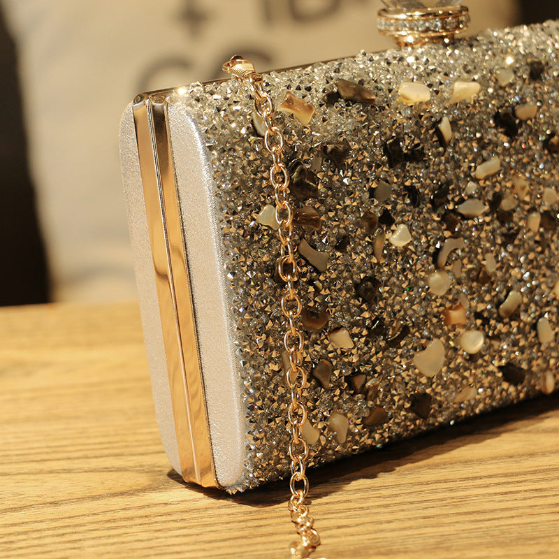 Women's Slouchy Diamond Rhinestone Clutch Chain Crossbody Bags