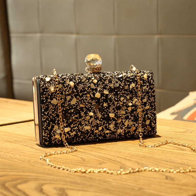 Women's Slouchy Diamond Rhinestone Clutch Chain Crossbody Bags