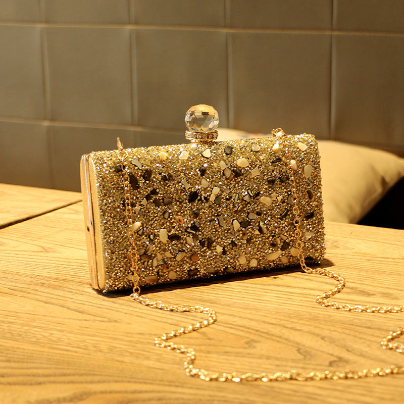 Women's Slouchy Diamond Rhinestone Clutch Chain Crossbody Bags