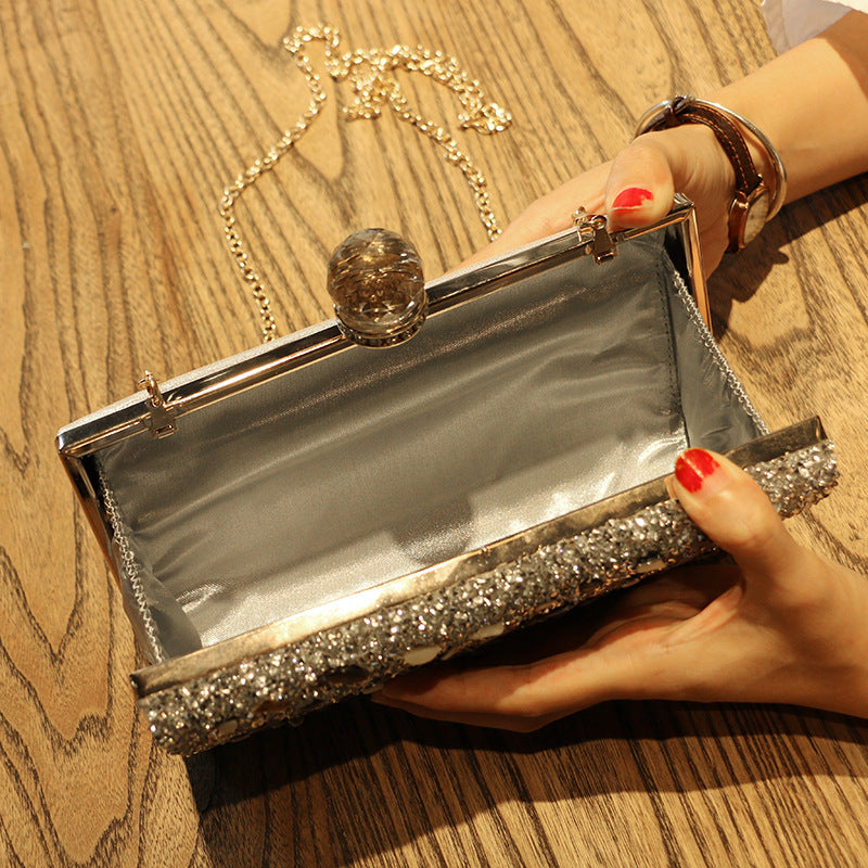 Women's Slouchy Diamond Rhinestone Clutch Chain Crossbody Bags