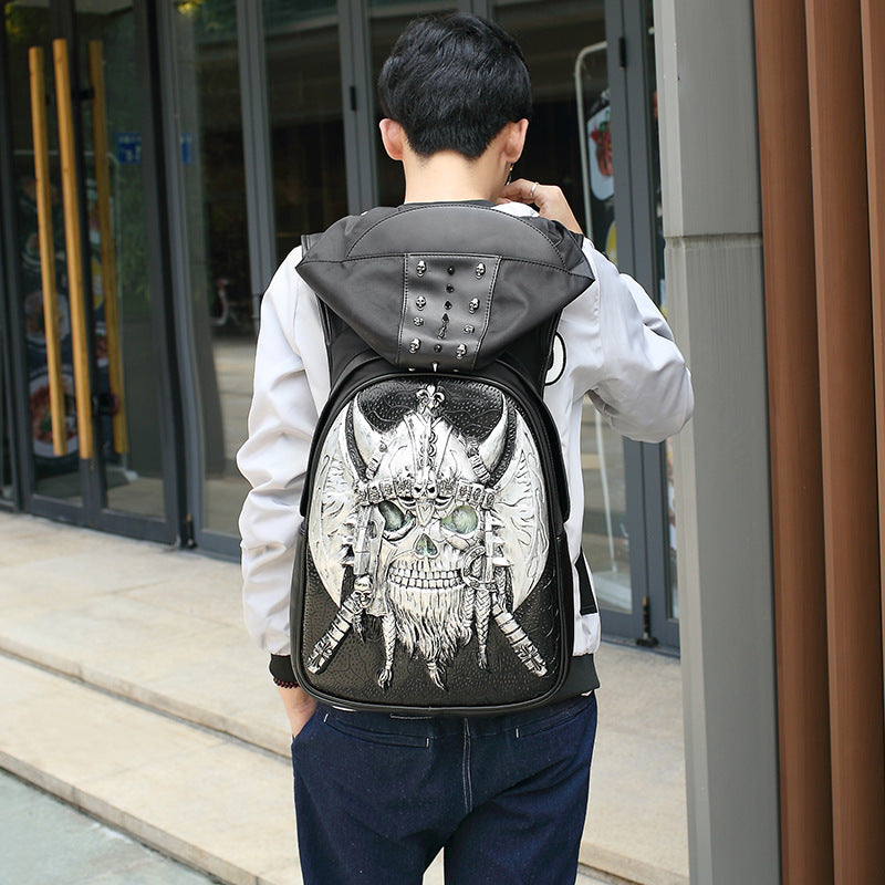 Women's & Men's & Computer Pirate Cap Rivet Backpacks