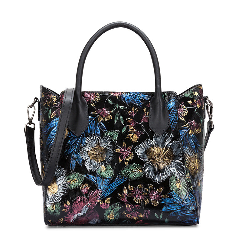 Women's Chinese Ethnic Style First Layer Cowhide Shoulder Bags
