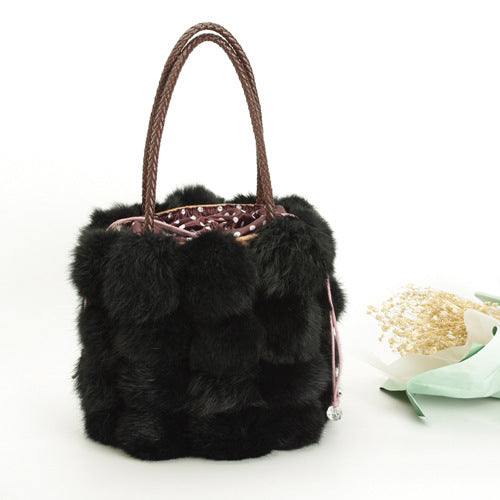 Unique Stylish Rabbit Fur Ball Rex Handbags