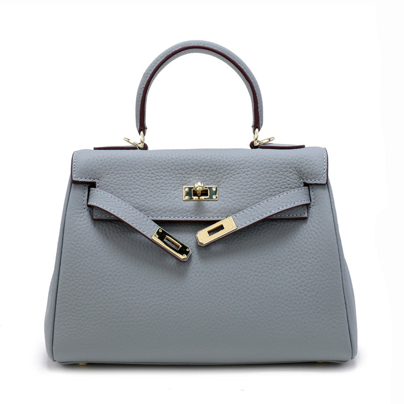 Women's Top Layer Cowhide Leather Kelly Shoulder Bags