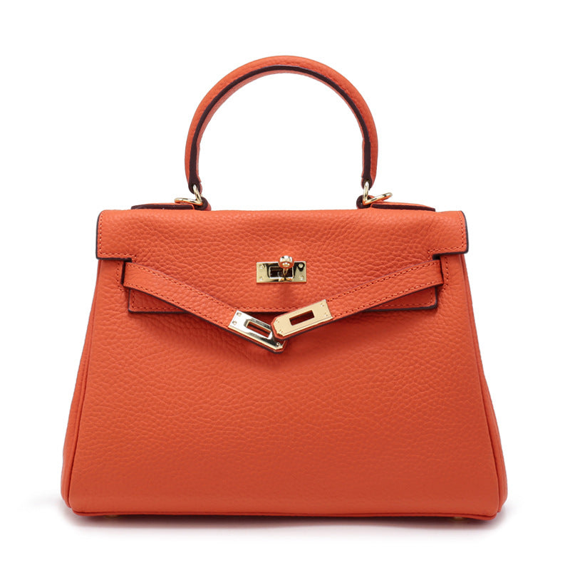 Women's Top Layer Cowhide Leather Kelly Shoulder Bags