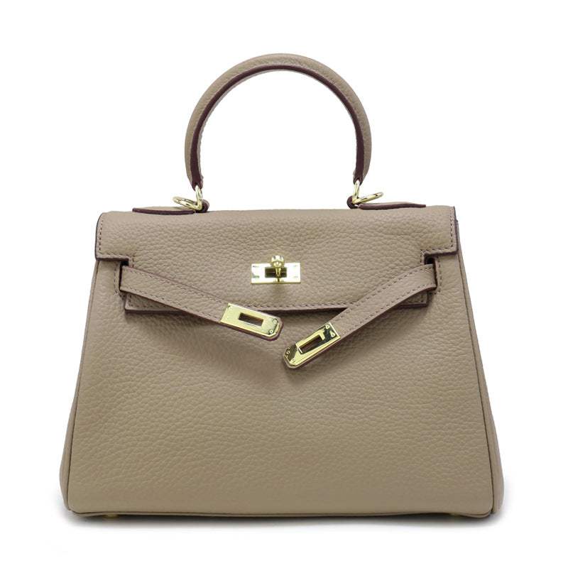 Women's Top Layer Cowhide Leather Kelly Shoulder Bags