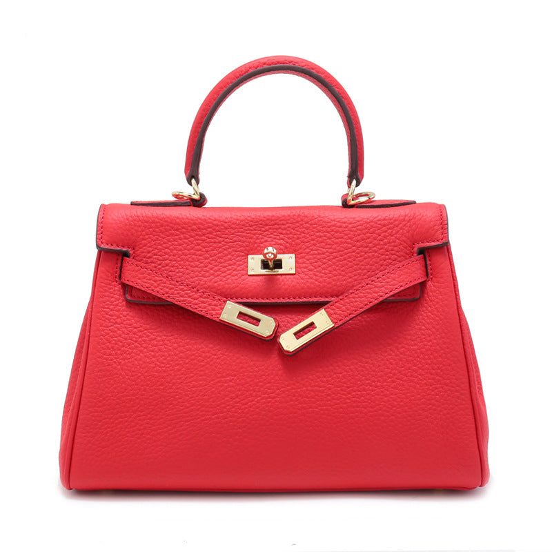 Women's Top Layer Cowhide Leather Kelly Shoulder Bags