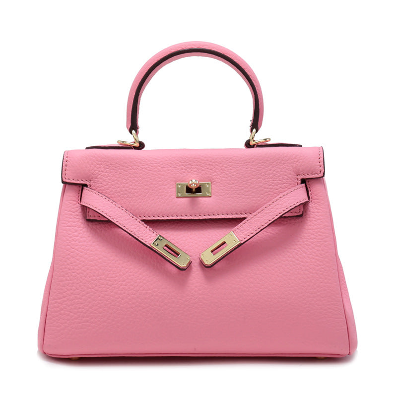 Women's Top Layer Cowhide Leather Kelly Shoulder Bags