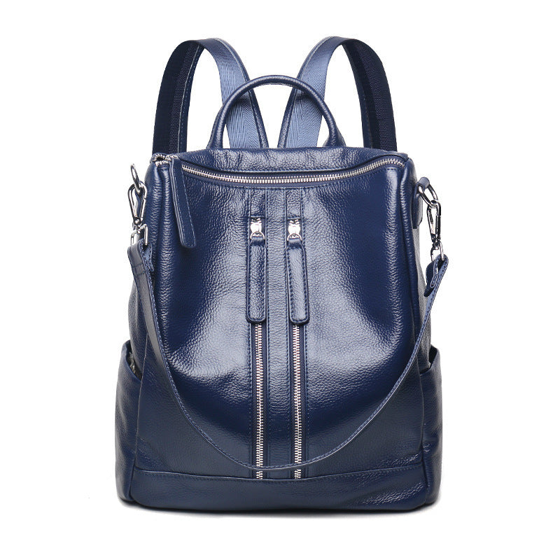 Women's Leather Oxford Woven Large Capacity Korean Backpacks