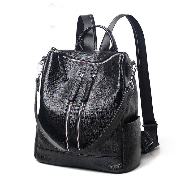 Women's Leather Oxford Woven Large Capacity Korean Backpacks