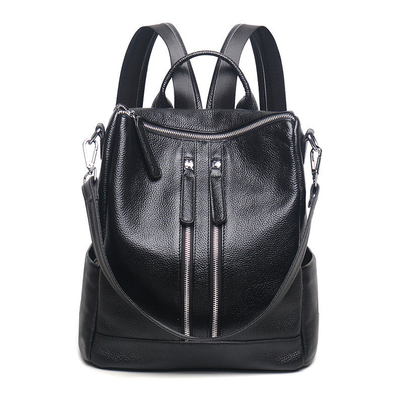 Women's Leather Oxford Woven Large Capacity Korean Backpacks