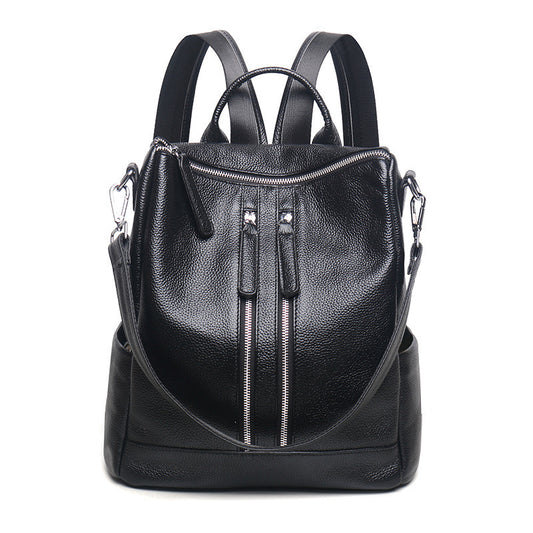 Women's Leather Oxford Woven Large Capacity Korean Backpacks