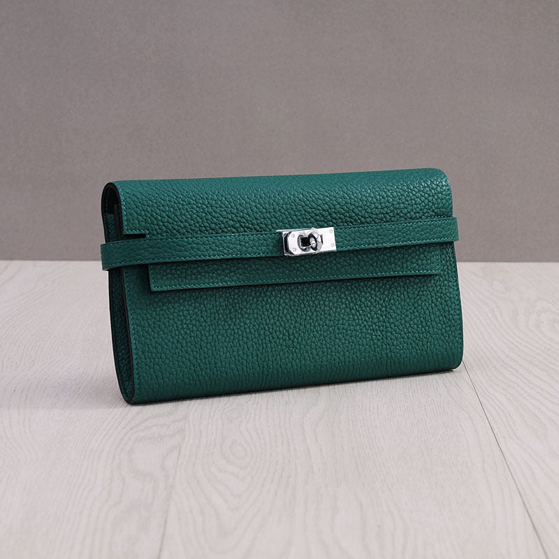 Women's First Layer Cowhide Clutch Litchi Pattern Fashion Ladies Wallets