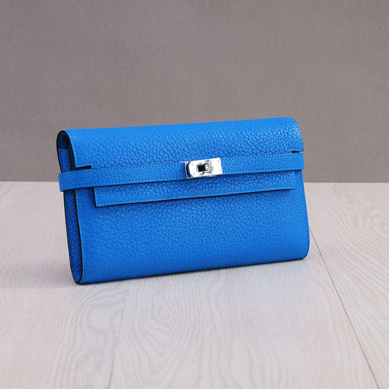 Women's First Layer Cowhide Clutch Litchi Pattern Fashion Ladies Wallets