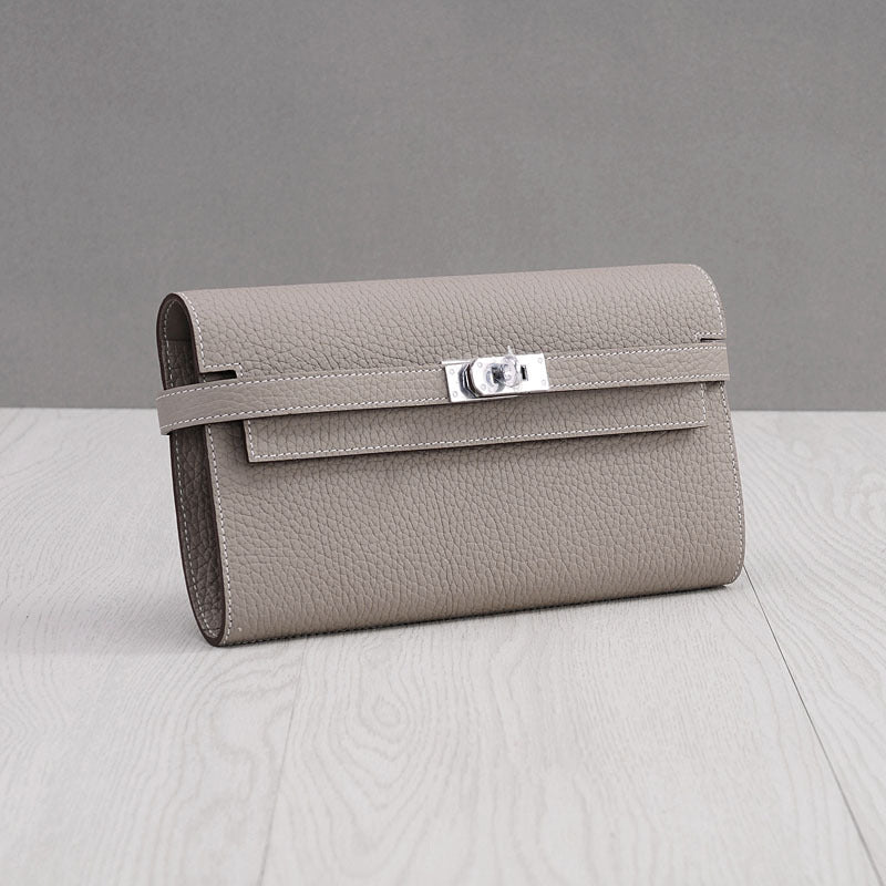 Women's First Layer Cowhide Clutch Litchi Pattern Fashion Ladies Wallets