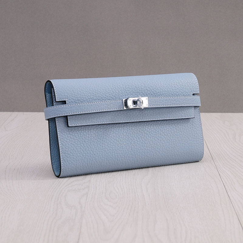 Women's First Layer Cowhide Clutch Litchi Pattern Fashion Ladies Wallets