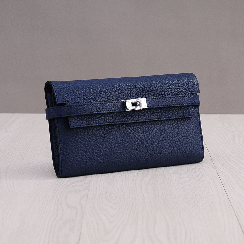 Women's First Layer Cowhide Clutch Litchi Pattern Fashion Ladies Wallets
