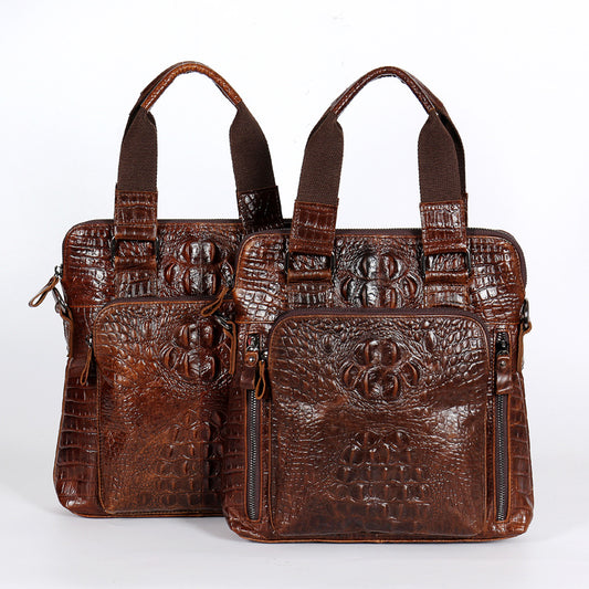 Men's Wax Leather First Layer Cowhide Vertical Men's Handbags