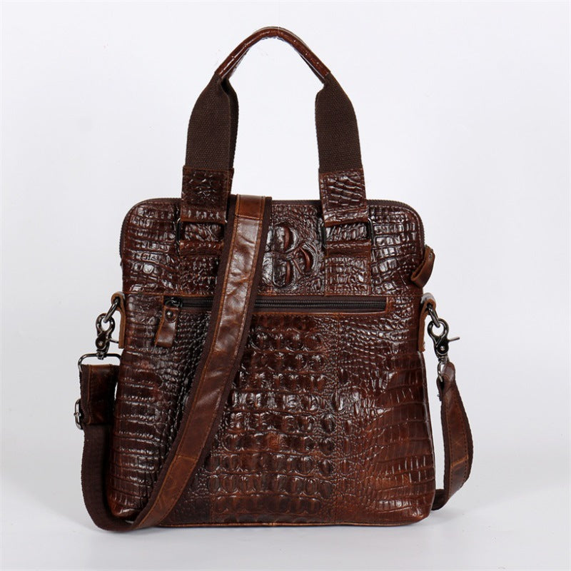 Men's Wax Leather First Layer Cowhide Vertical Men's Handbags