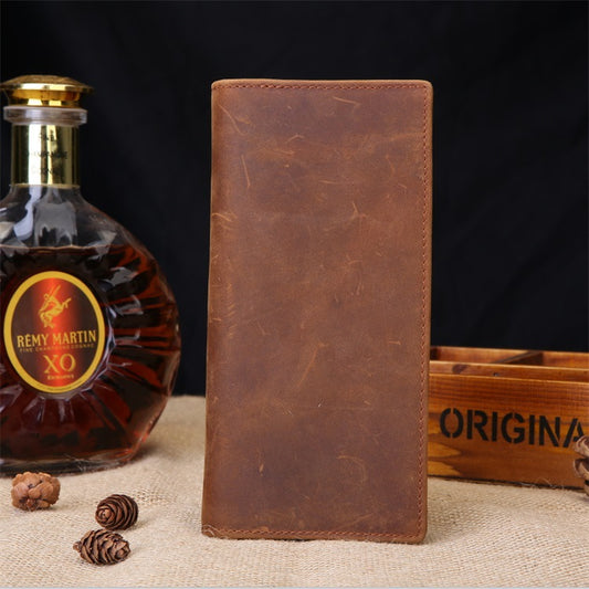Men's Crazy Horse Leather Long Genuine Full First Layer Men's Wallets