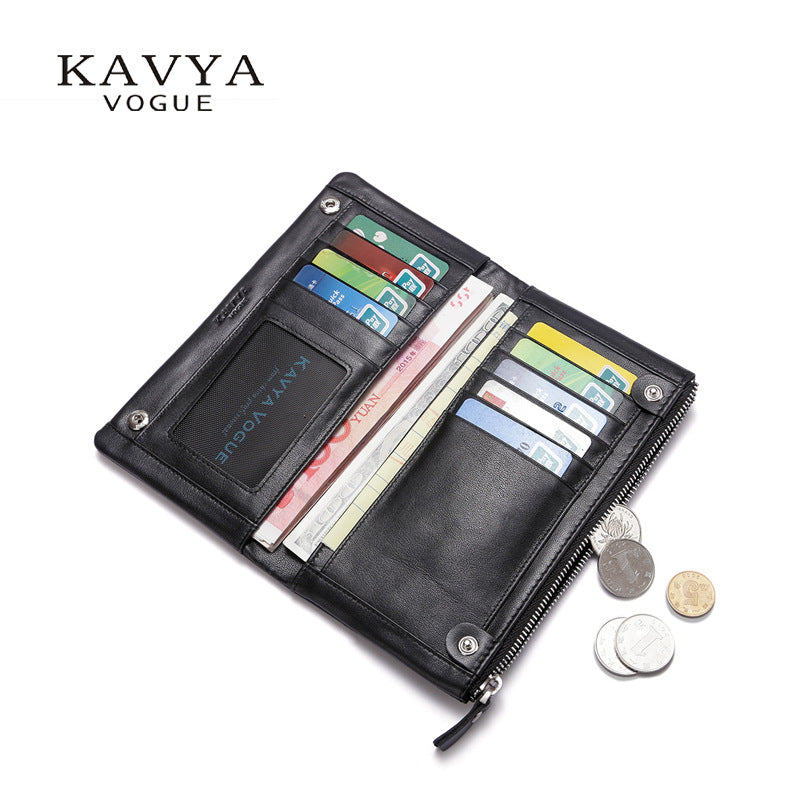 Men's Long Genuine Leather Zipper Full First Men's Wallets