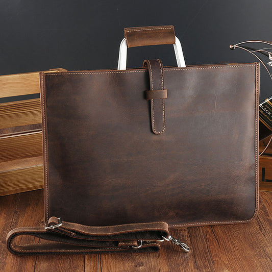 Men's Horse Leather Horizontal British Retro First Layer Men's Handbags