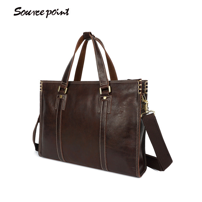 Men's Genuine Leather First Layer Cowhide Oil Men's Handbags