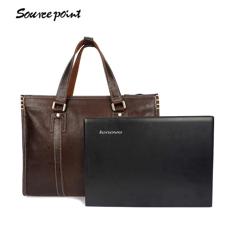 Men's Genuine Leather First Layer Cowhide Oil Men's Handbags