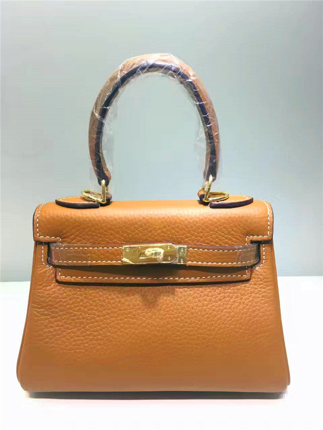 Kelly Layer Cowhide Lychee Pattern Fashion Crossbody Bags