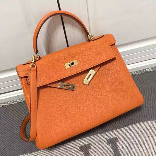 Kelly Layer Cowhide Lychee Pattern Fashion Crossbody Bags