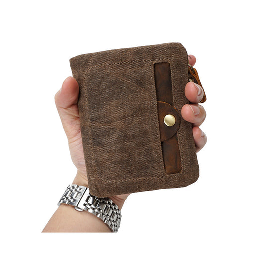 Men's Source Point Canvas Short Handmade Waterproof Men's Wallets