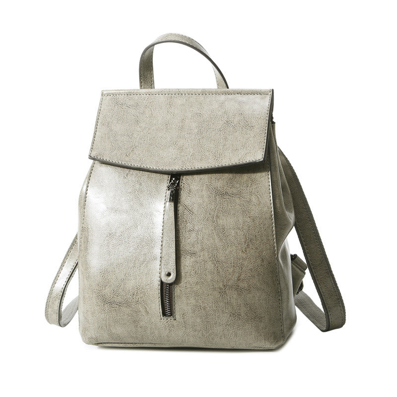 Women's Oil Wax Leather Genuine Korean Fashion Backpacks
